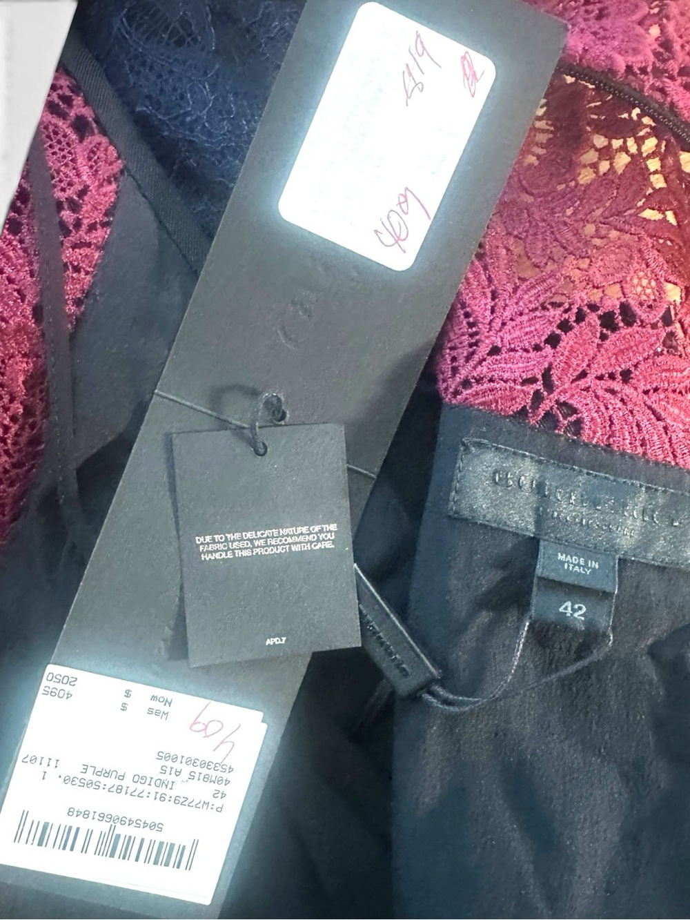 Burberry Prorsum NWT Lace Midi Dress Italy Burgundy Navy High Low EU42 US6 - Picture 12 of 16